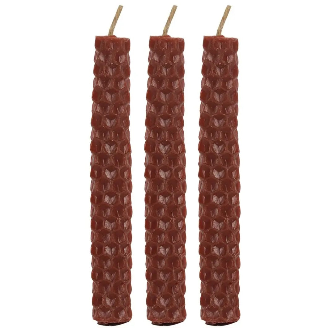 Set of 6 Brown Beeswax Magic Spell Candles
