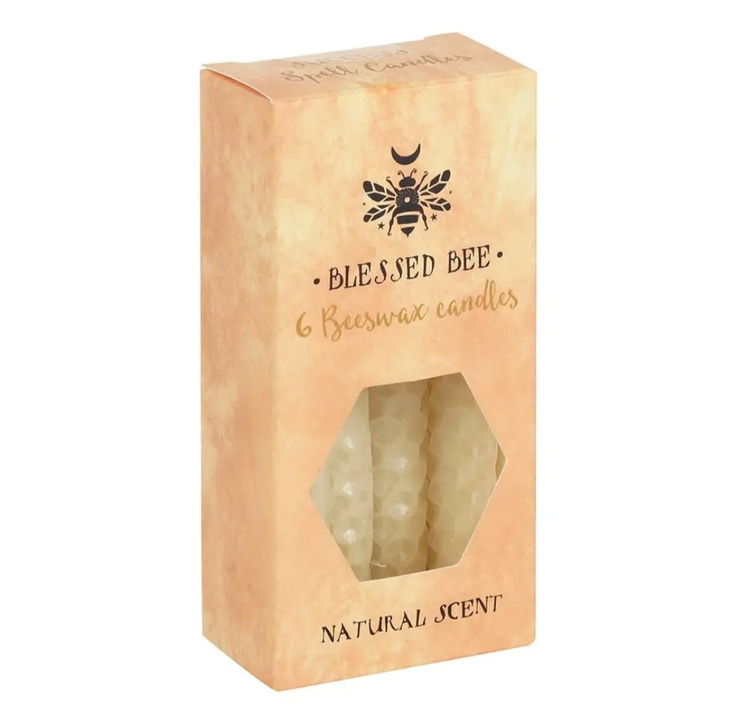Set of 6 Cream Beeswax Magic Spell Candles