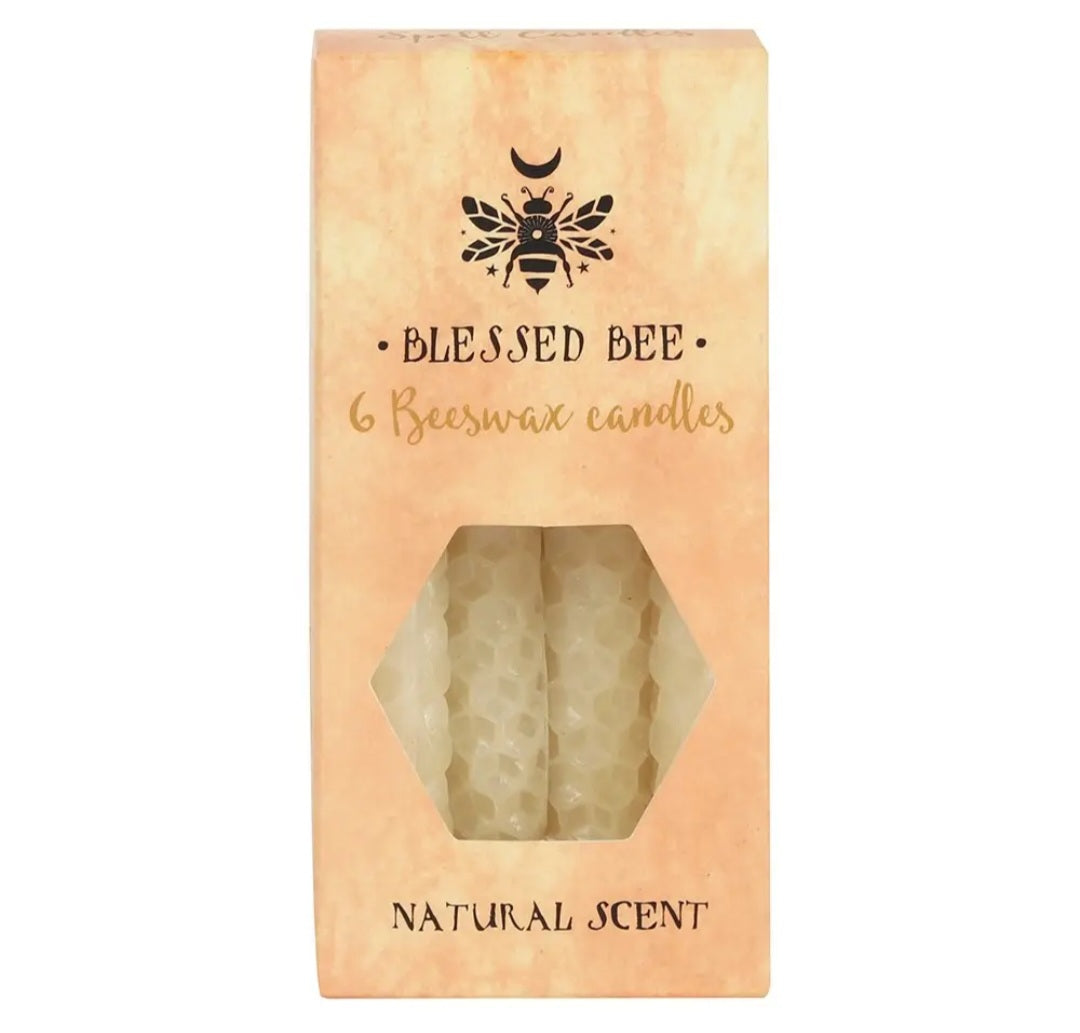 Set of 6 Cream Beeswax Magic Spell Candles