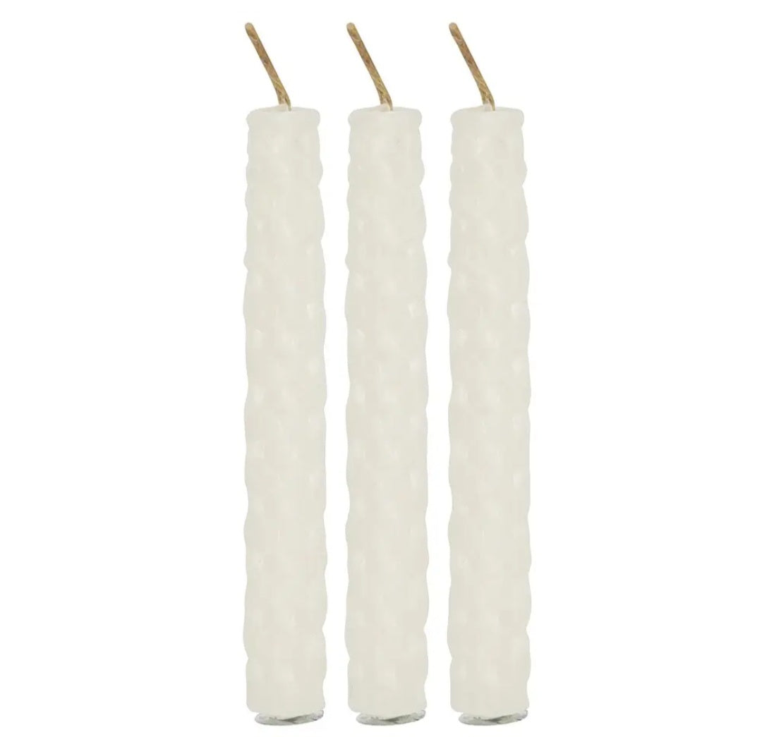Set of 6 Cream Beeswax Magic Spell Candles
