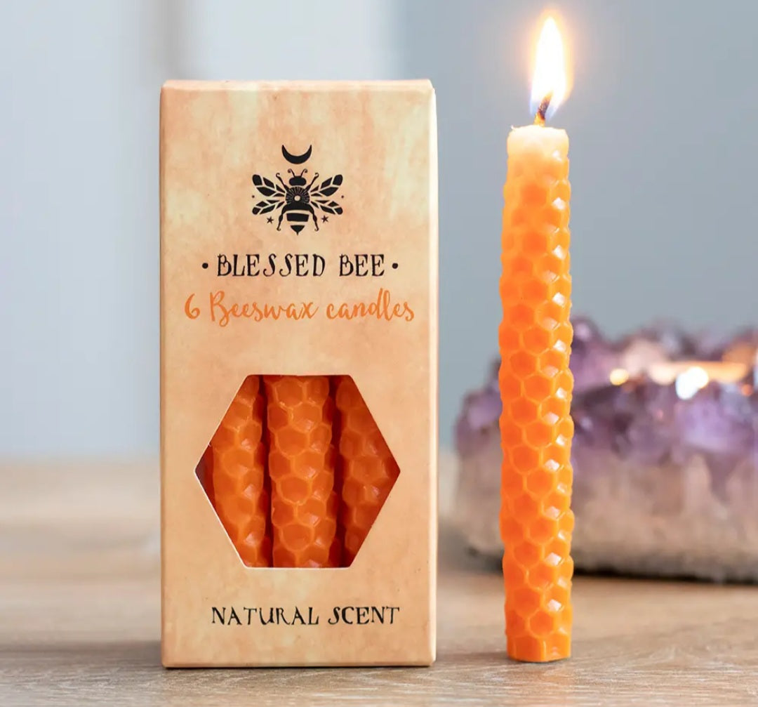 Set of 6 Orange Beeswax Magic Spell Candles