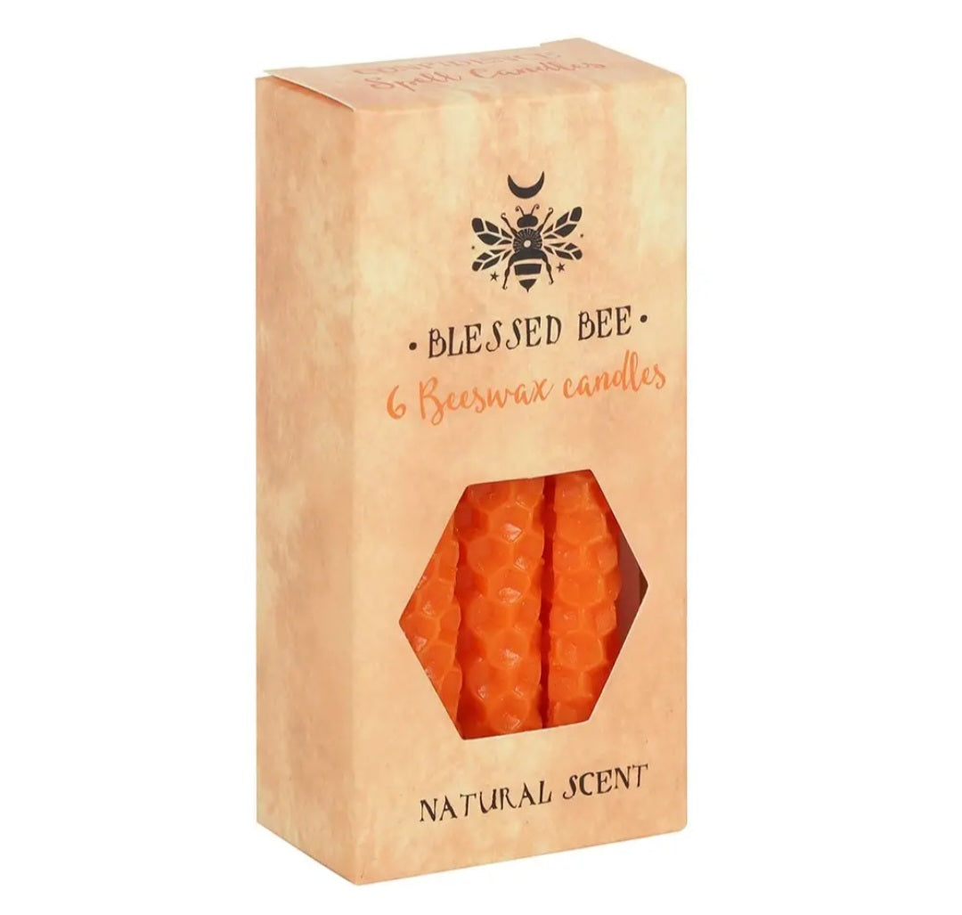 Set of 6 Orange Beeswax Magic Spell Candles
