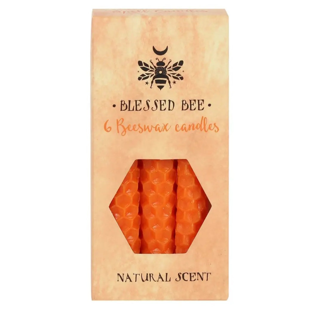 Set of 6 Orange Beeswax Magic Spell Candles