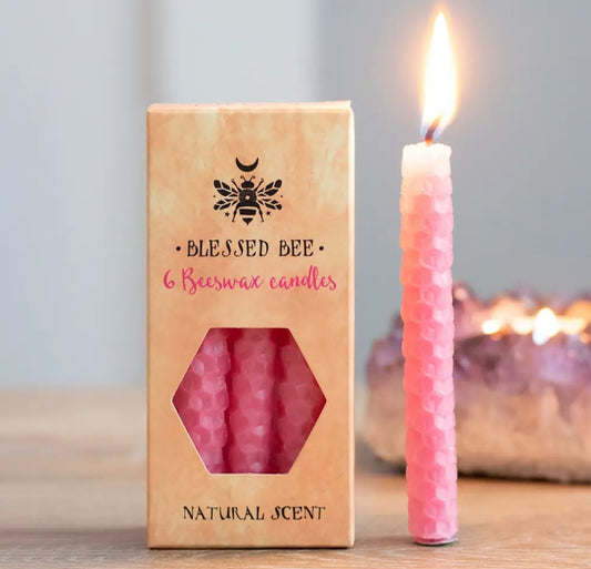 Set of 6 Pink Beeswax Magic Spell Candles