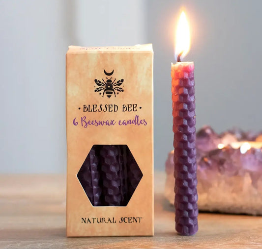 Set of 6 Purple Beeswax Magic Spell Candles