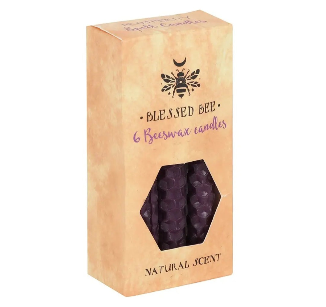 Set of 6 Purple Beeswax Magic Spell Candles
