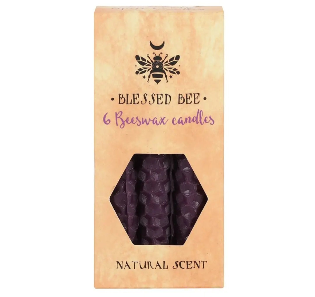 Set of 6 Purple Beeswax Magic Spell Candles