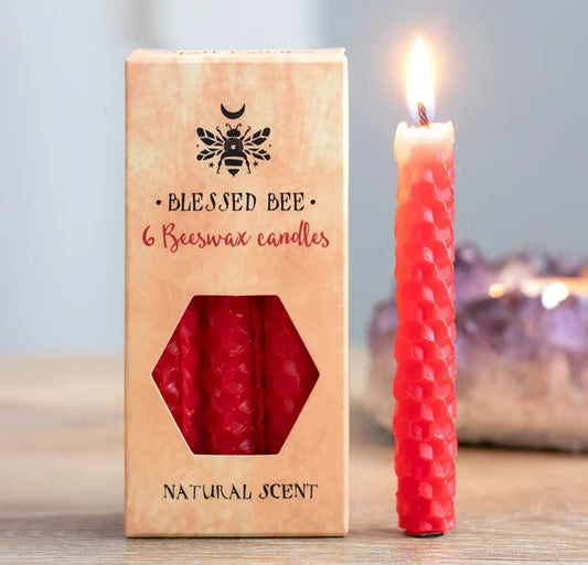 Set of 6 Red Beeswax Magic Spell Candles
