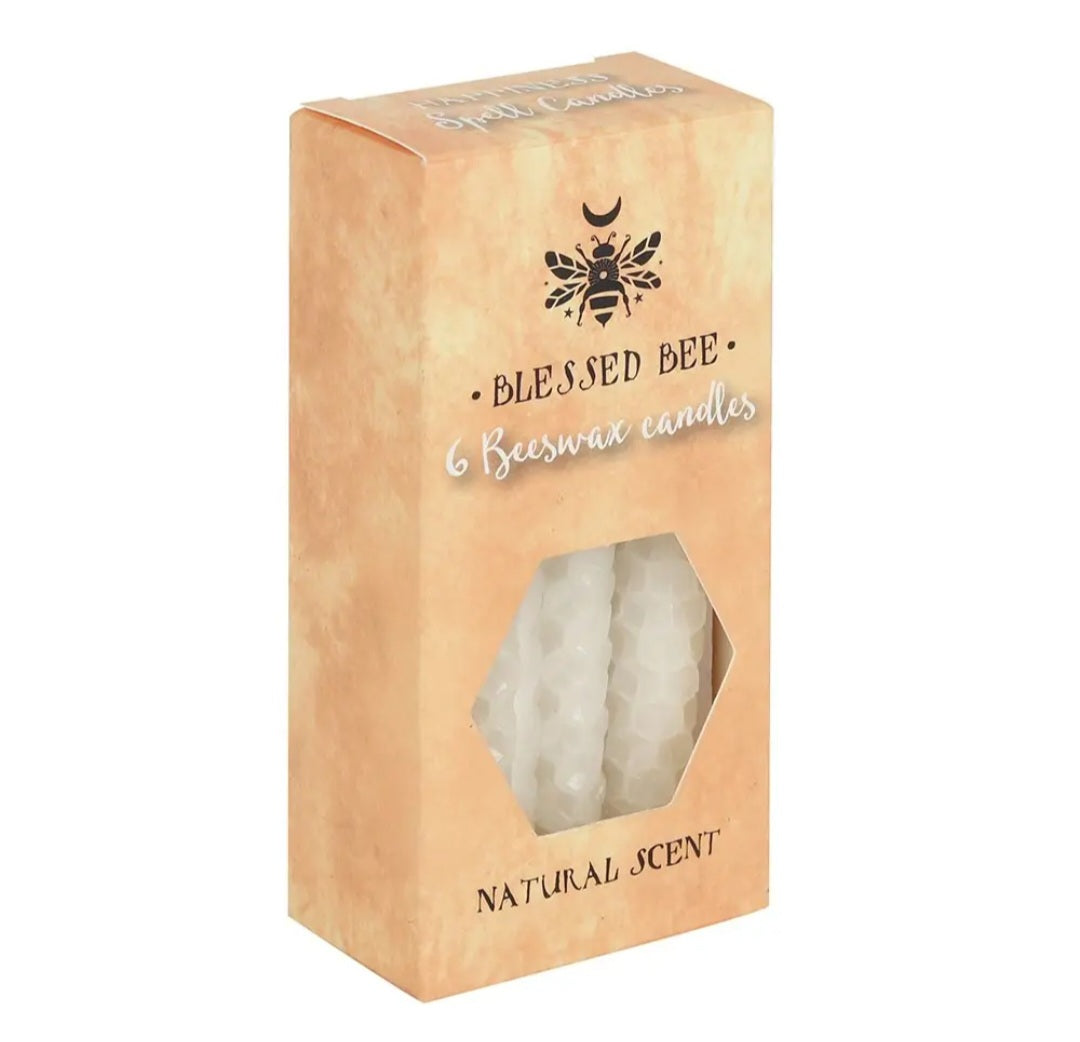 Set of 6 White Beeswax Magic Spell Candles