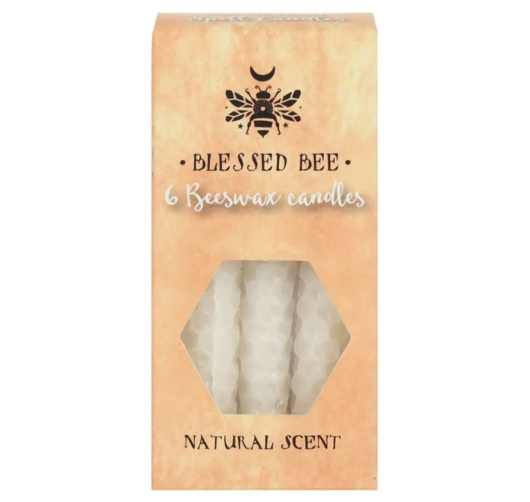 Set of 6 White Beeswax Magic Spell Candles