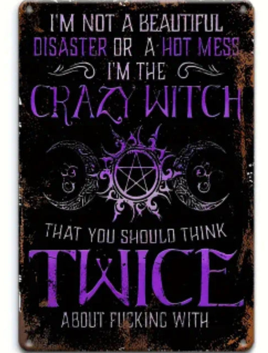 20 x 30 cm Crazy Witch Aluminum Sign