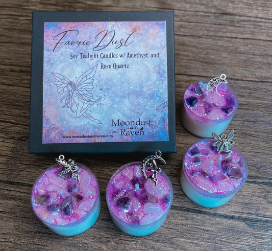 Set of 4 Faerie Dust Tealight Crystal Candles
