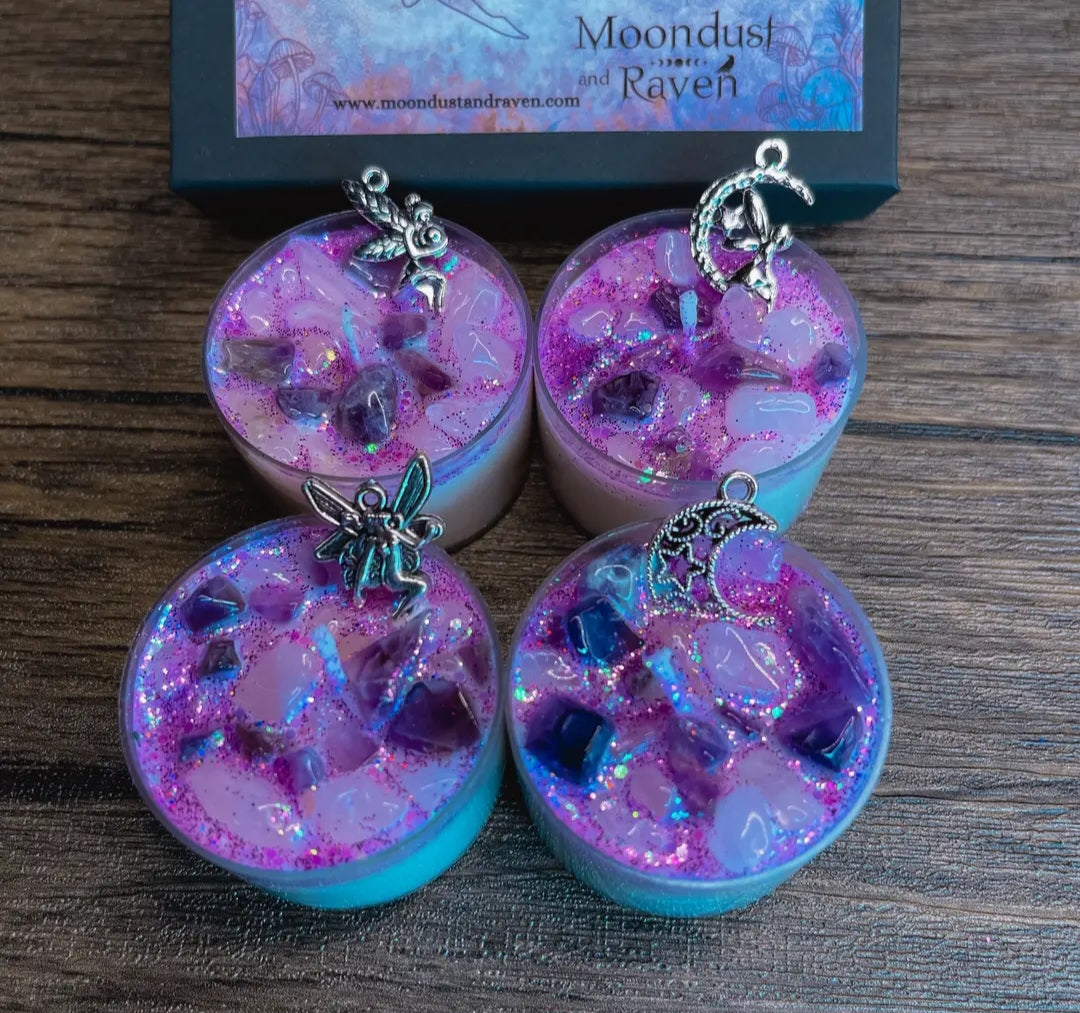 Set of 4 Faerie Dust Tealight Crystal Candles