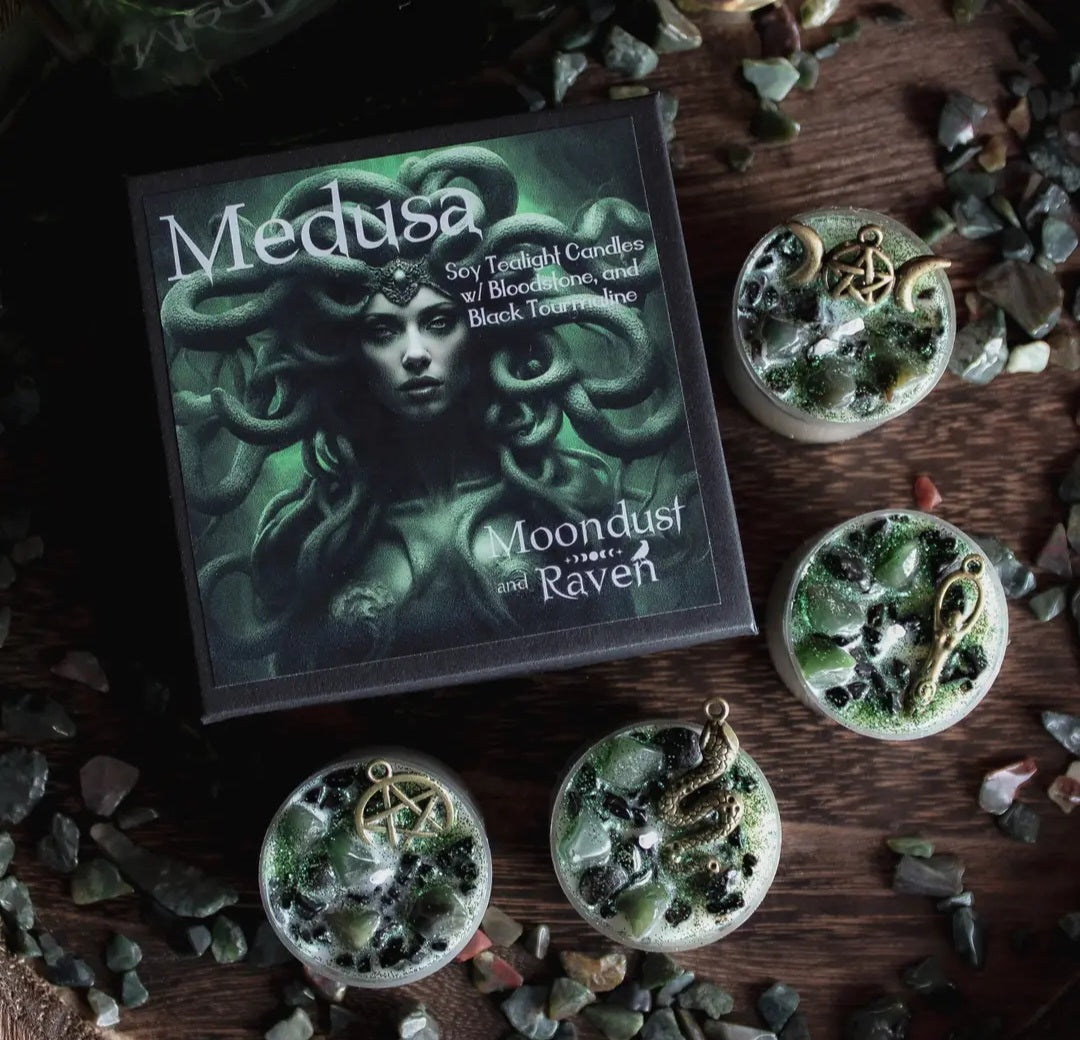 Set of 4 Medusa Tealight Crystal Candles