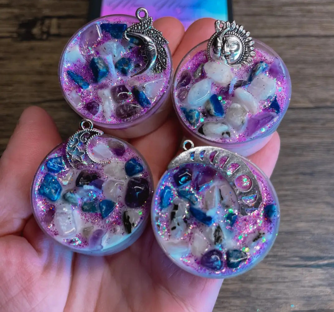 Set of 4 Moon Magick Tealight Crystal Candles