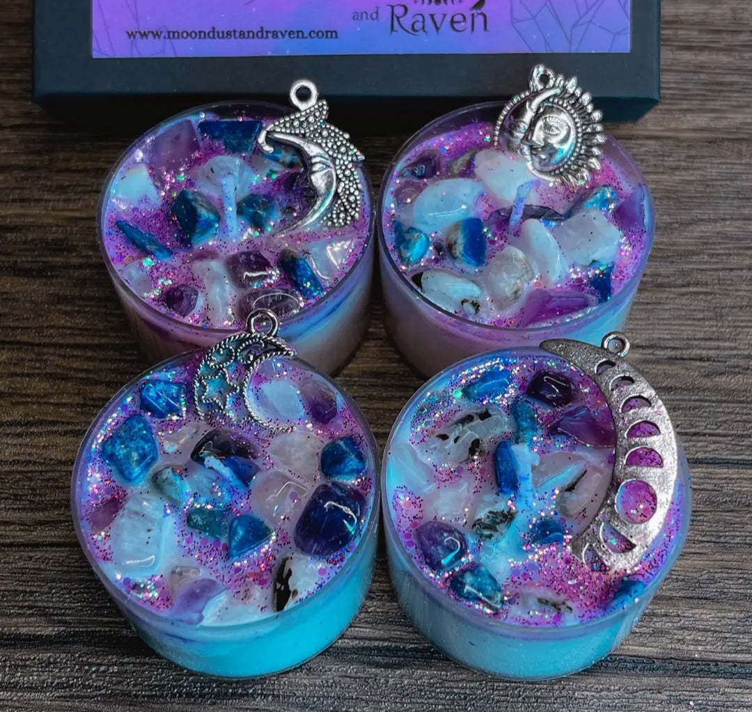 Set of 4 Moon Magick Tealight Crystal Candles