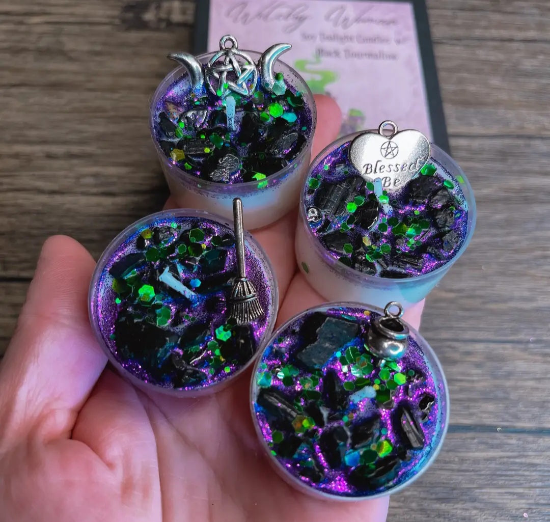 Set of 4 Witchy Woman Tealight Crystal Candles