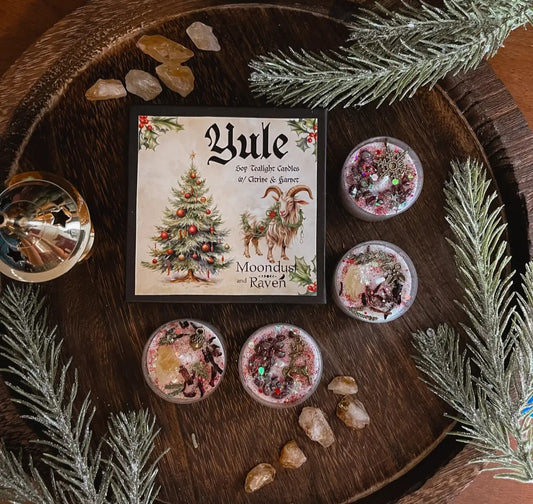 Set of 4 Yule Tealight Crystal Candles