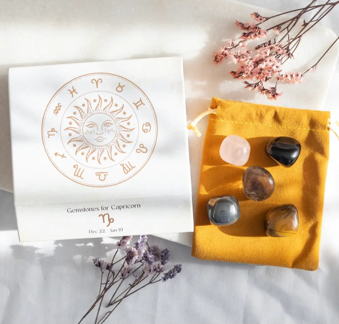Capricorn Zodiac Crystal Tumblestone Set
