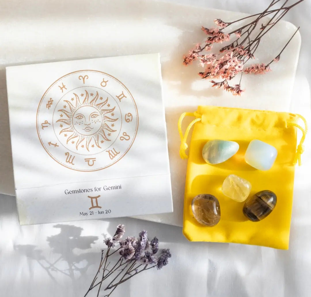 Gemini Zodiac Crystal Tumblestone Set
