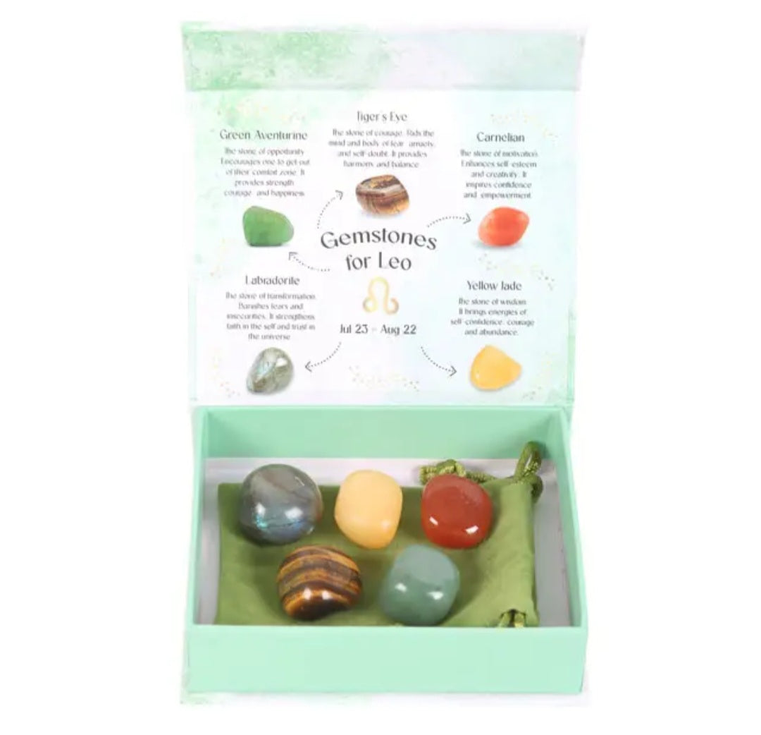 Leo Zodiac Crystal Tumblestone Set
