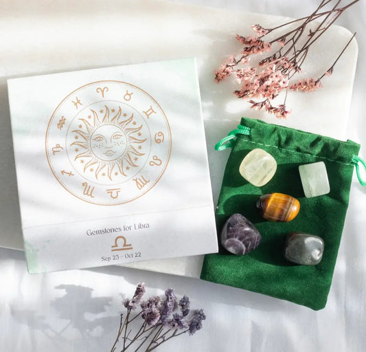 Libra Zodiac Crystal Tumblestone Set