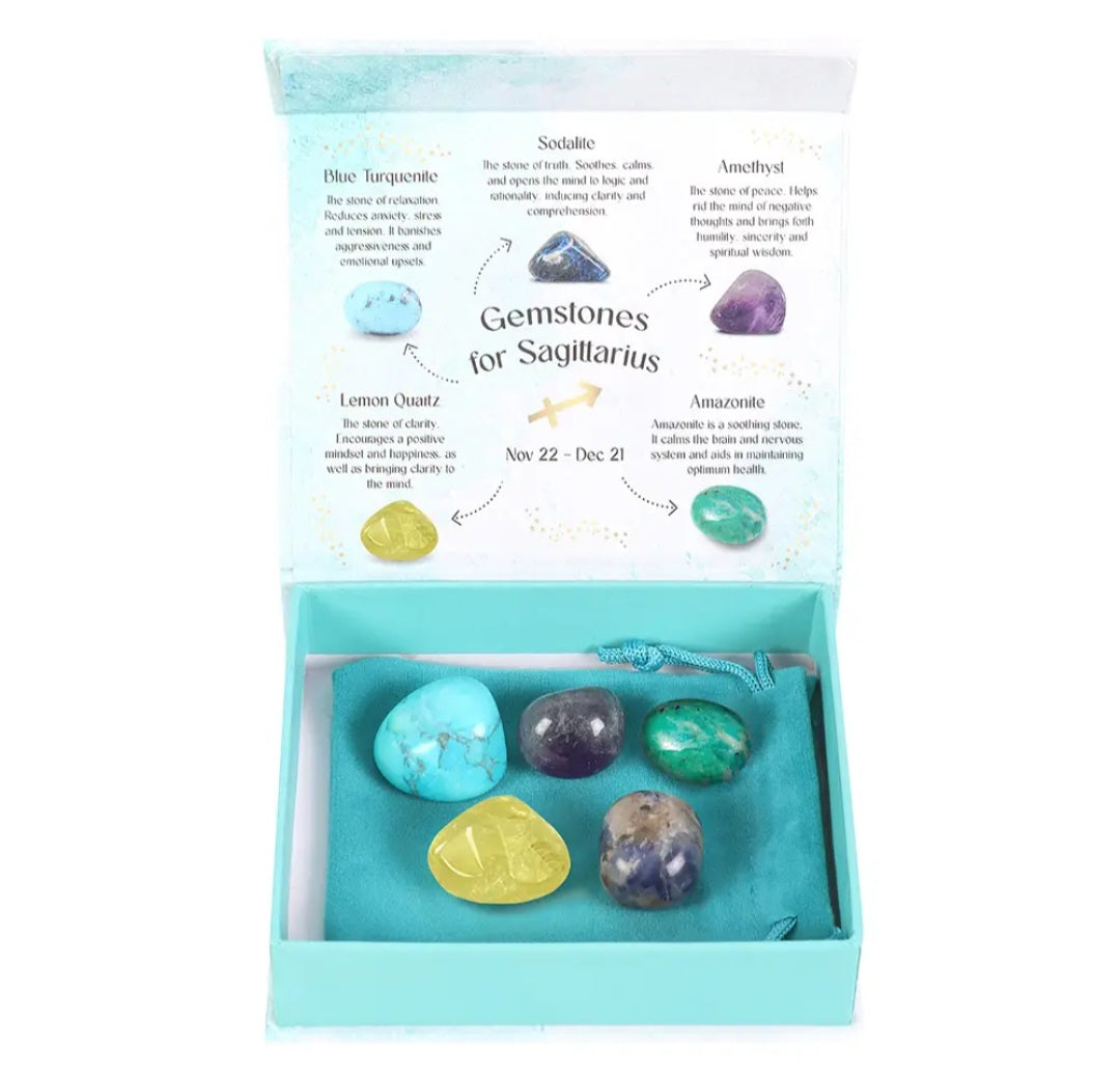 Sagittarius Zodiac Crystal Tumblestone Set