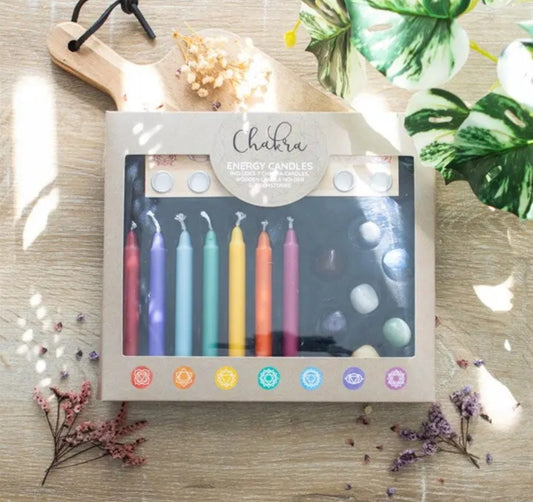 Chakra Energy Candle and Crystal Gift Set