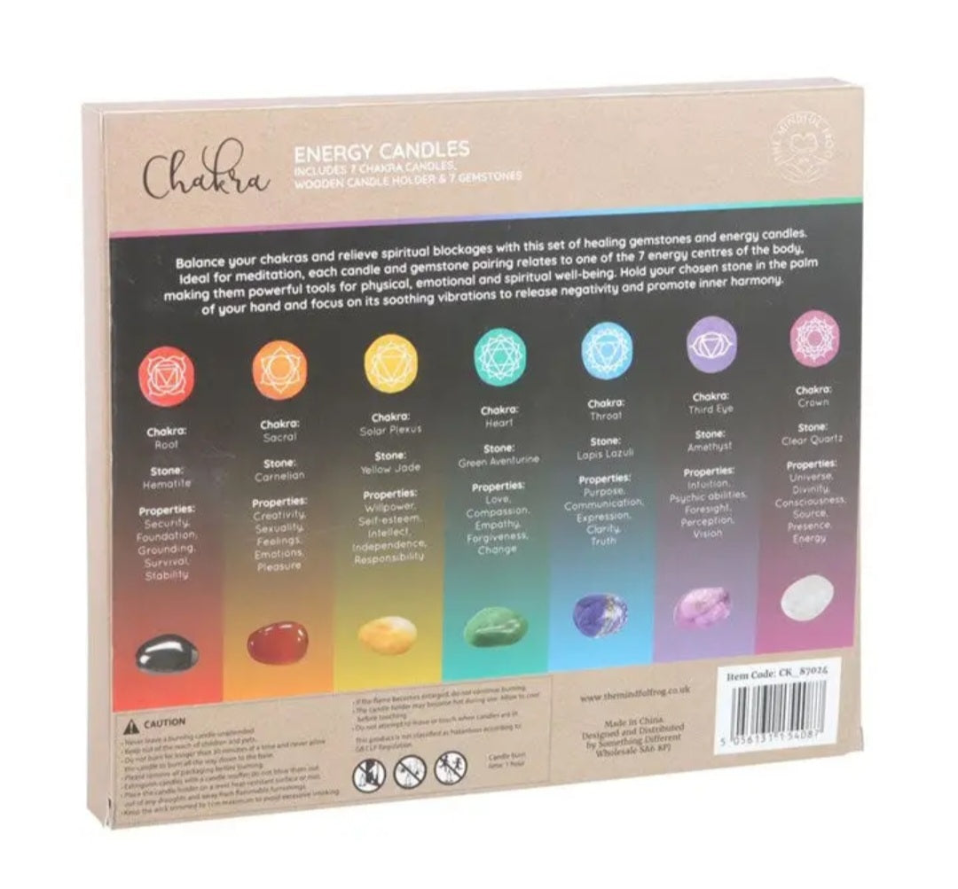 Chakra Energy Candle and Crystal Gift Set
