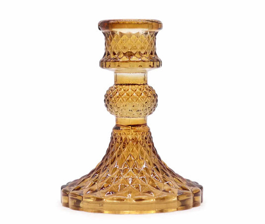 Vintage Candle Holder - Antique Amber