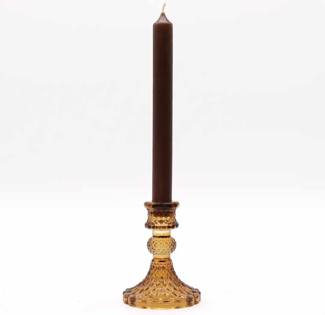 Vintage Candle Holder - Antique Amber