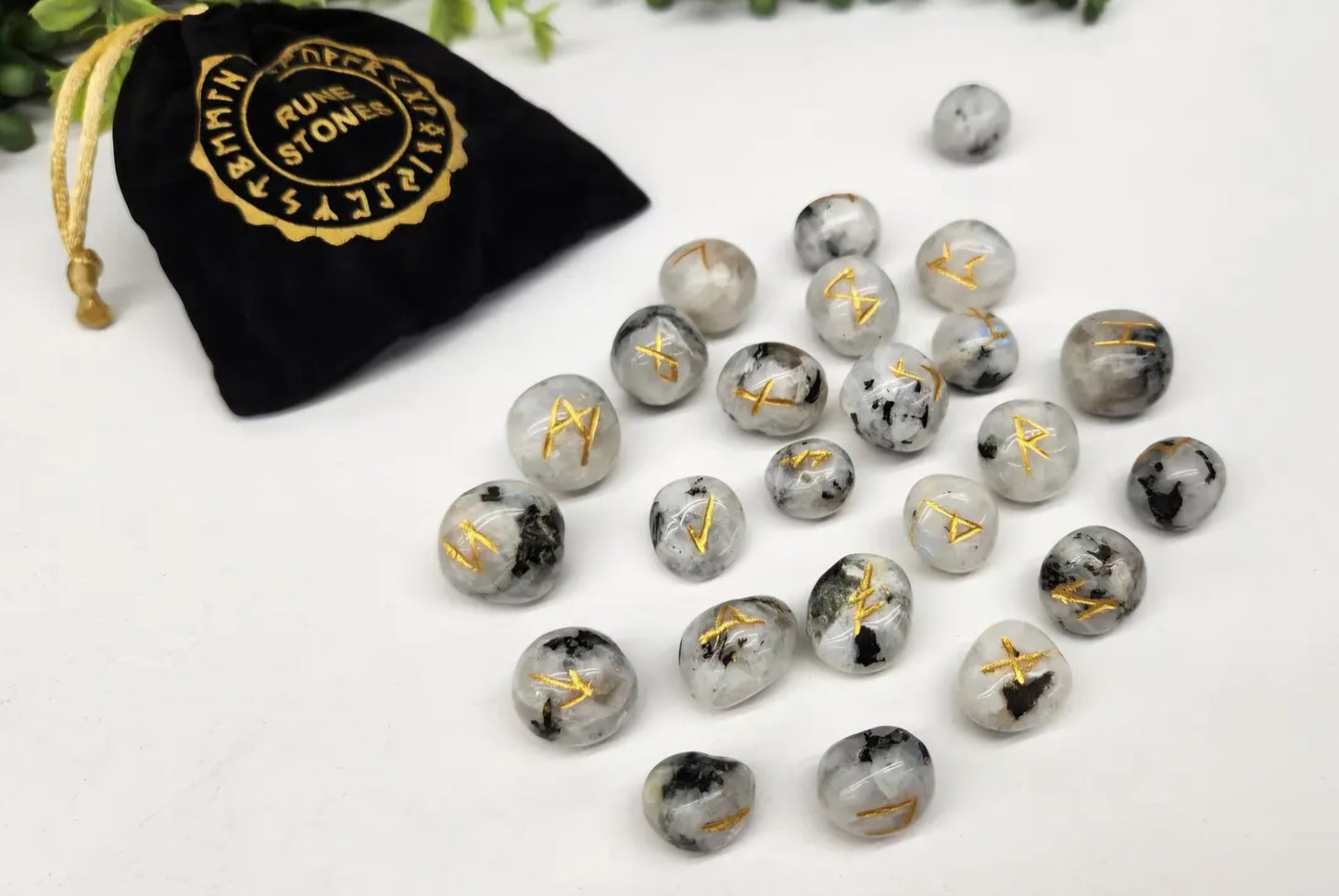 Rainbow Moonstone Gemstone Rune Set