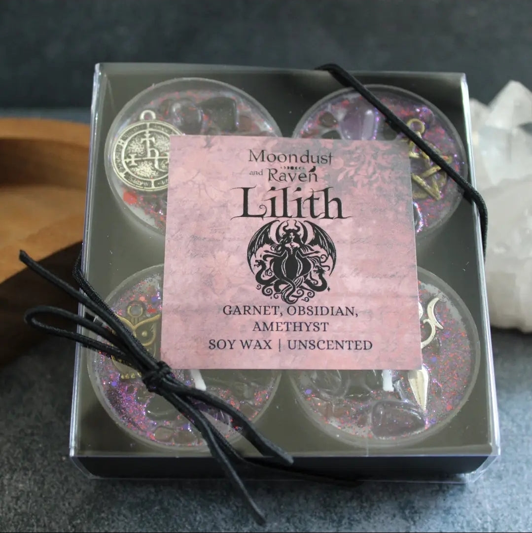 Set of 4 Lilith Tealight Crystal Candles