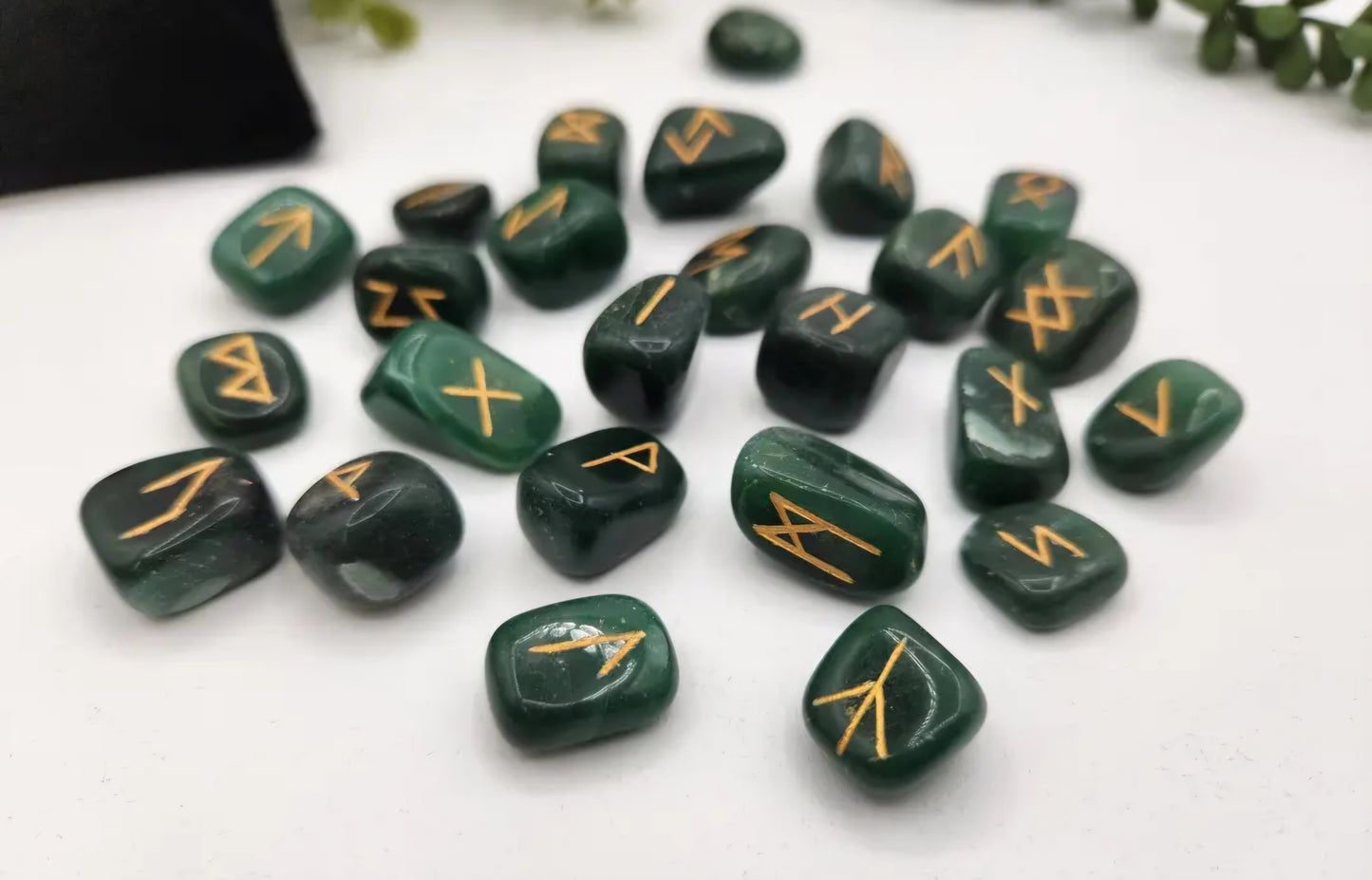 Jade Semi-Precious Gemstone Rune Set