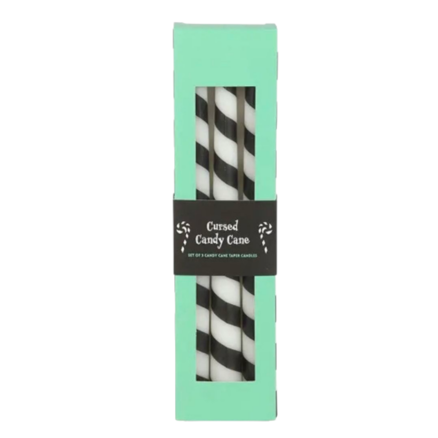 Set of 3 Black Candy Cane Stripe Taper Candles