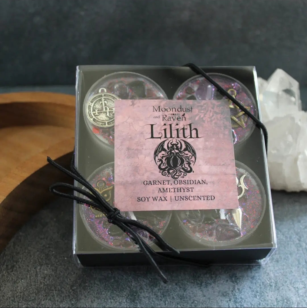 Set of 4 Lilith Tealight Crystal Candles