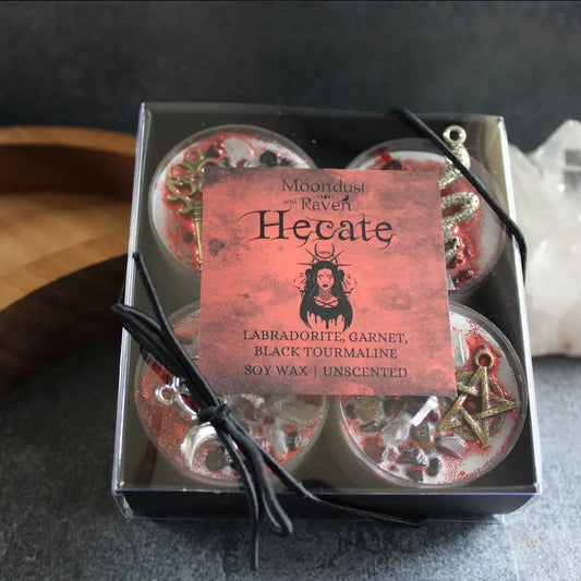 Set of 4 Hecate Tealight Crystal Candles