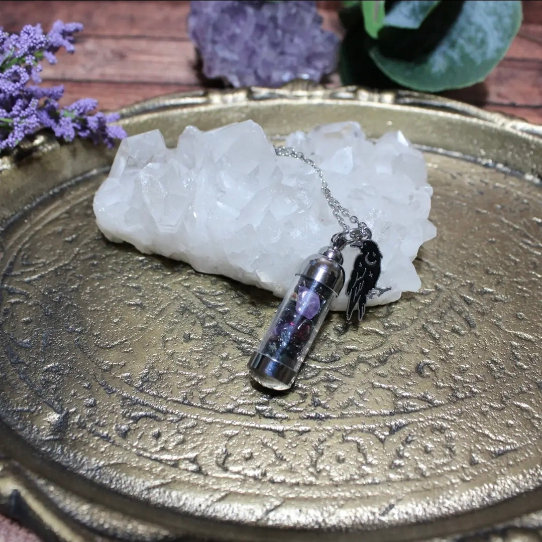 The Morrigan Spell Jar Amulet Necklace