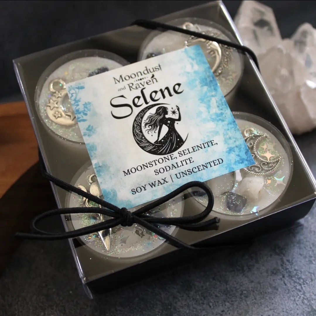 Set of 4 Selene Tealight Crystal Candles