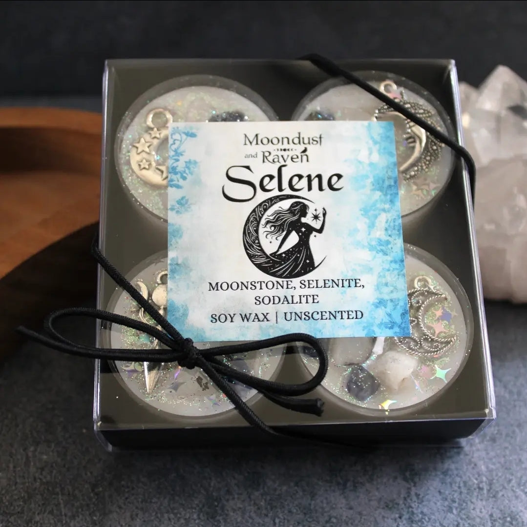 Set of 4 Selene Tealight Crystal Candles