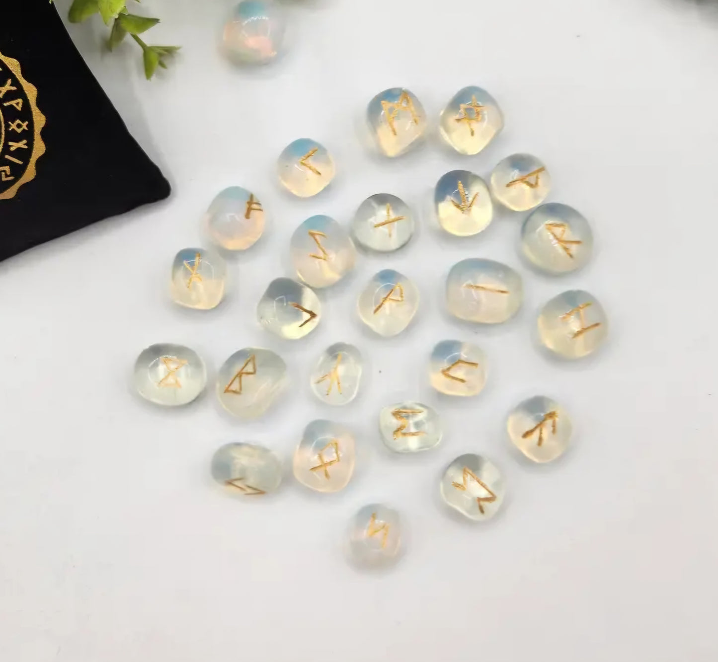 Opalite Semi-Precious Gemstone Rune Set