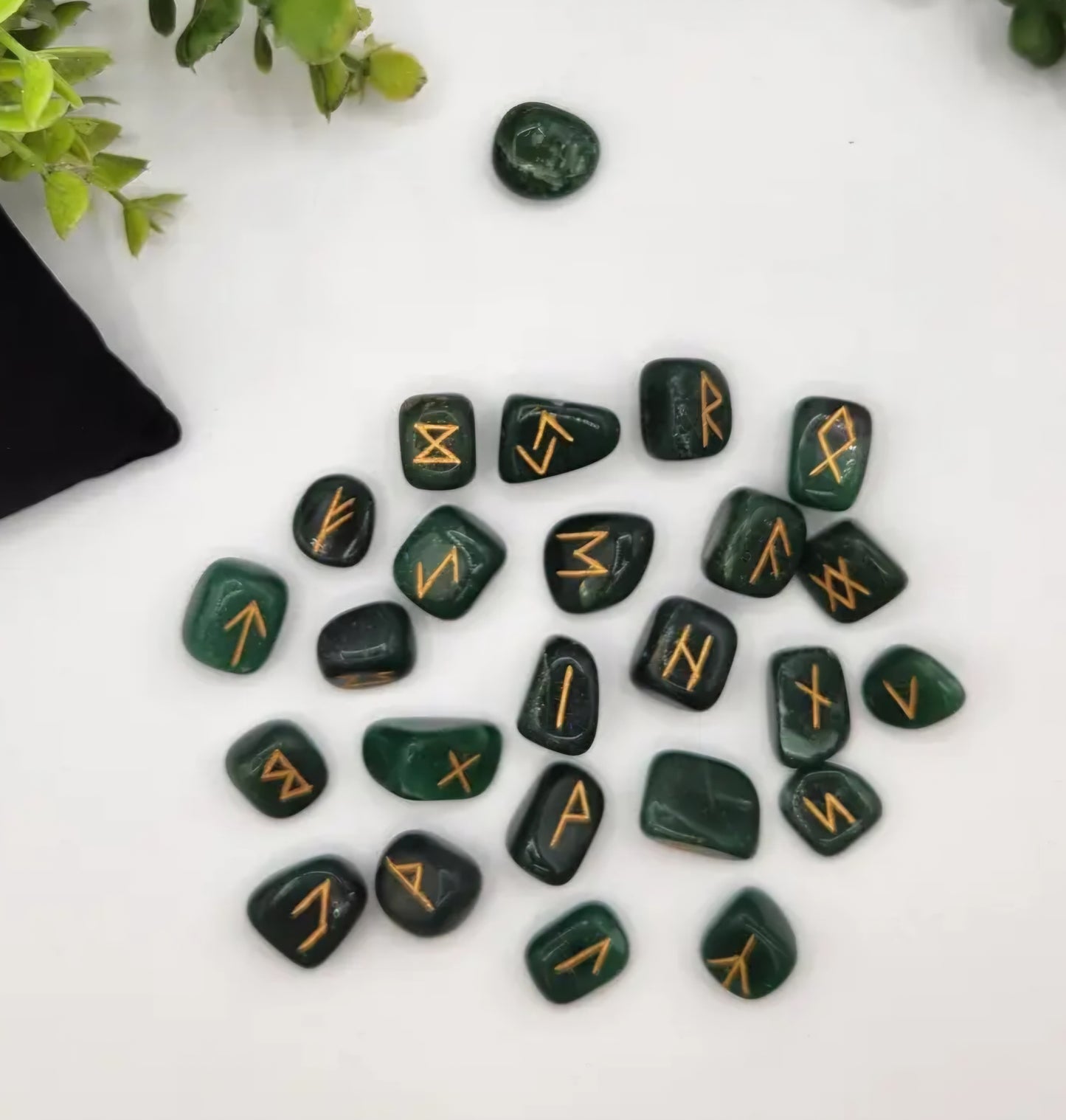 Jade Semi-Precious Gemstone Rune Set