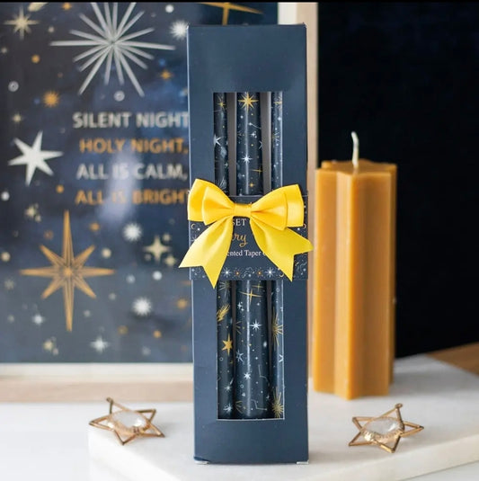 Set of 3 Starry Night Celestial Taper Candles