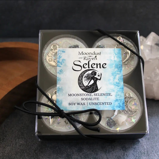 Set of 4 Selene Tealight Crystal Candles