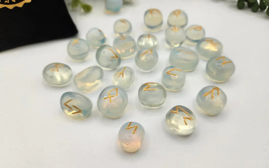 Opalite Semi-Precious Gemstone Rune Set