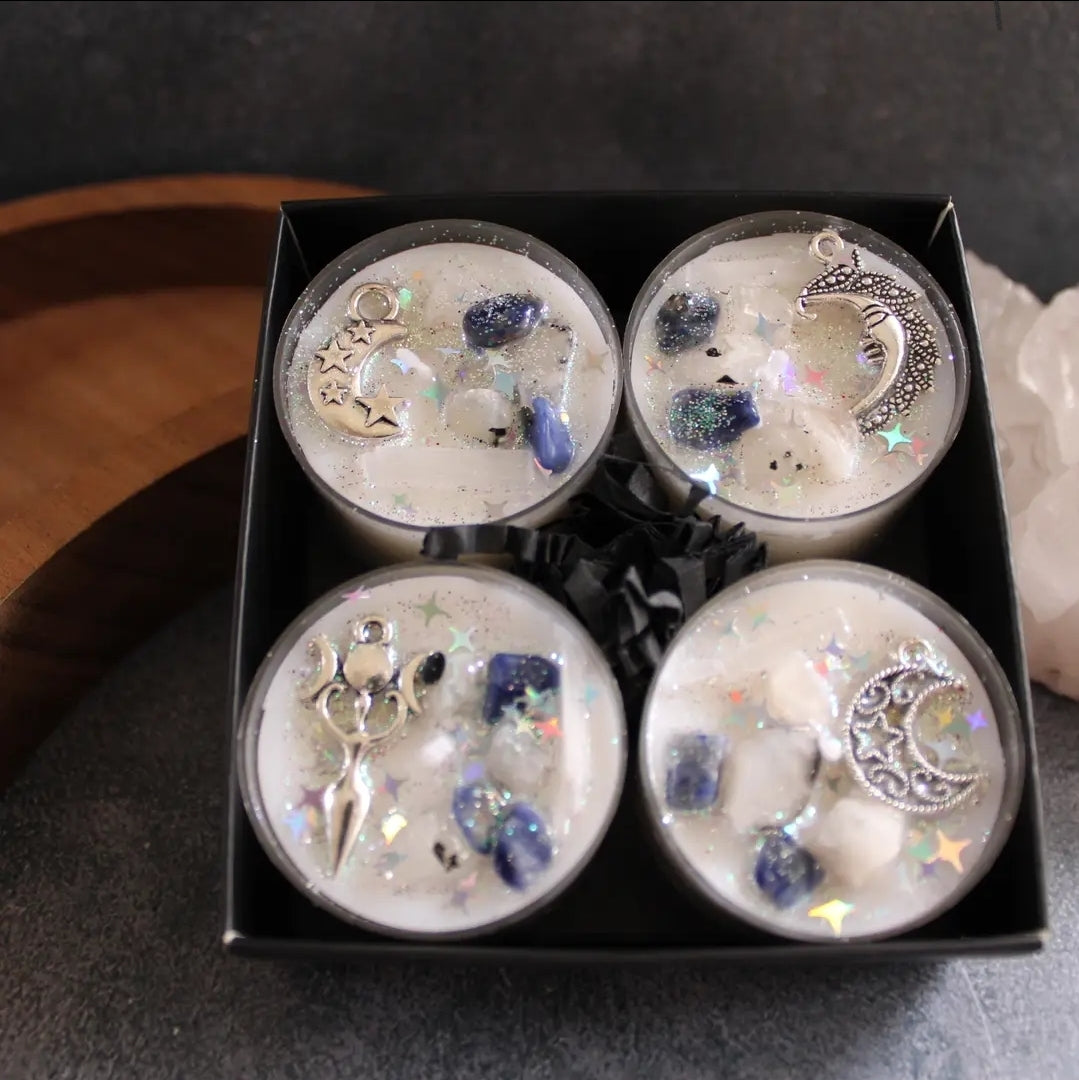 Set of 4 Selene Tealight Crystal Candles