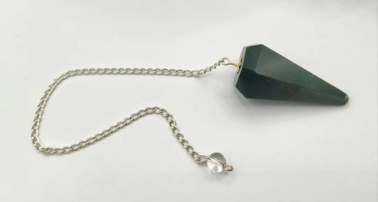 Bloodstone Gemstone Pendulum W/Silver Chain