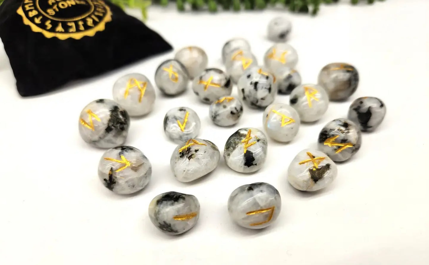 Rainbow Moonstone Gemstone Rune Set