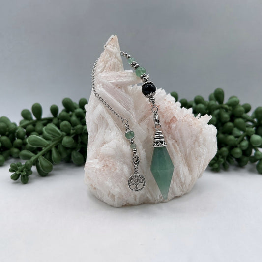 Premium Green Aventurine Pendulum with Tree of Life Charm
