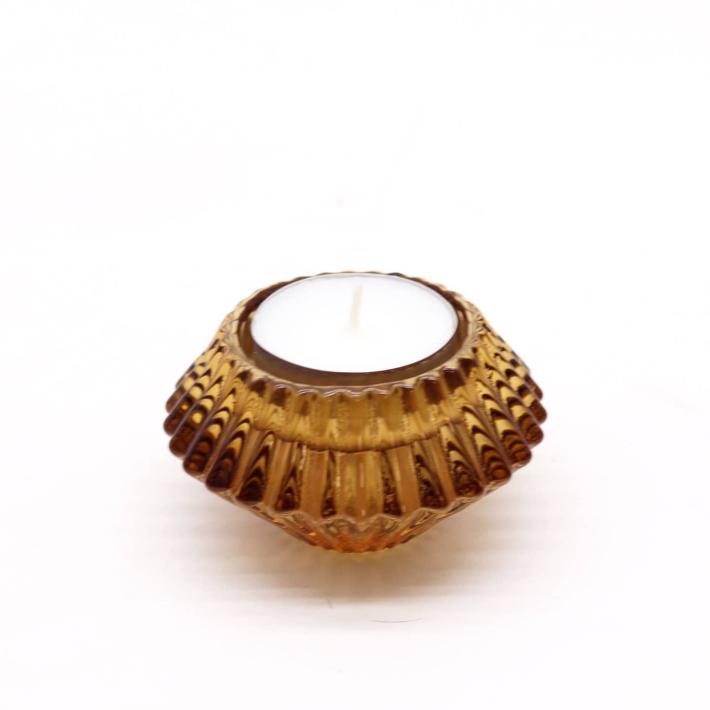 Flower Flip Candle / Tealight Holder - Antique Amber